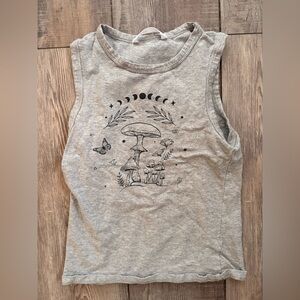 Girls' Gray Mushroom Graphic Tank Top